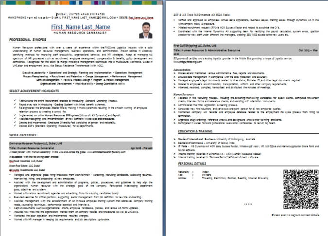 Professional cv writing format