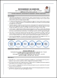 Business Operations Management Specimen CV Dubai Abu Dhabi Sharjah Ras Al Khaimah Al Ain Fujairah Umm Al Quwain Ajman UAE GCC Al Ozaib Al Salamah Manama Masfout Al Humrah Masjid Sheikh Khalifa City