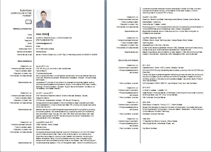 Paris Curriculum Vitae Europass