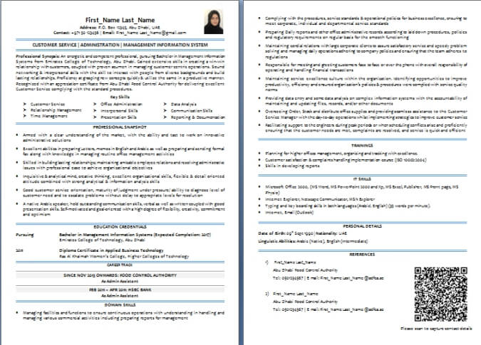 Dubai Best CV Sample