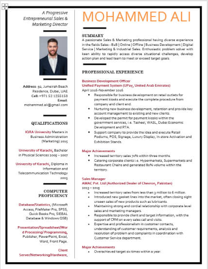 Fintech Sales Online Marketing Manager CV Writing Example for Chartered Accountant, ACCA, Auditor, Finance Consultant, VAT Consultant, Book-Keeping Technician, Chartered Financial Analyst
