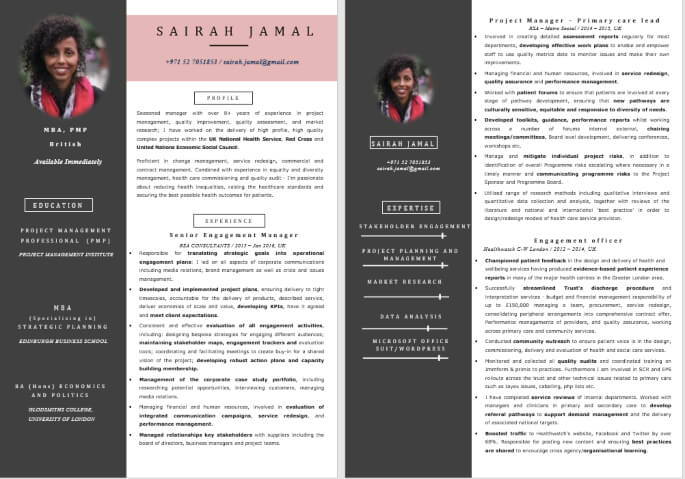 Exclusive Visual Professional CV Sample Download